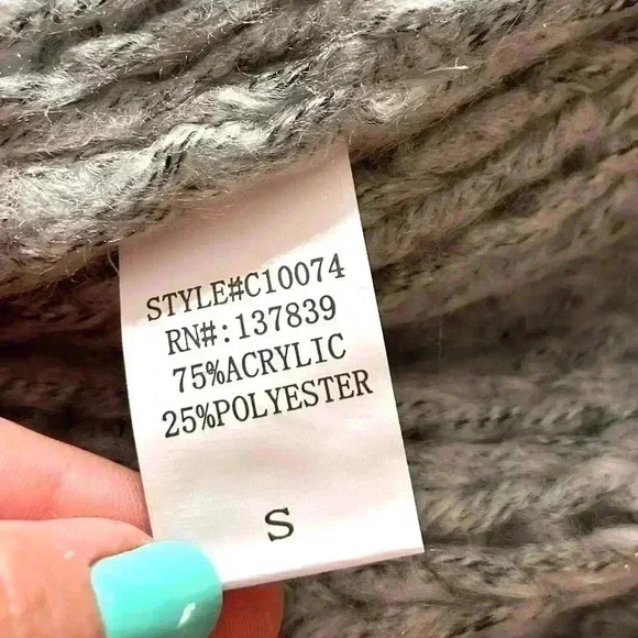 NWOT Debut Nordstrom Gray Loose Knit Crop Cowl Neck Cinch Waist Sweater Size S - Picture 12 of 12